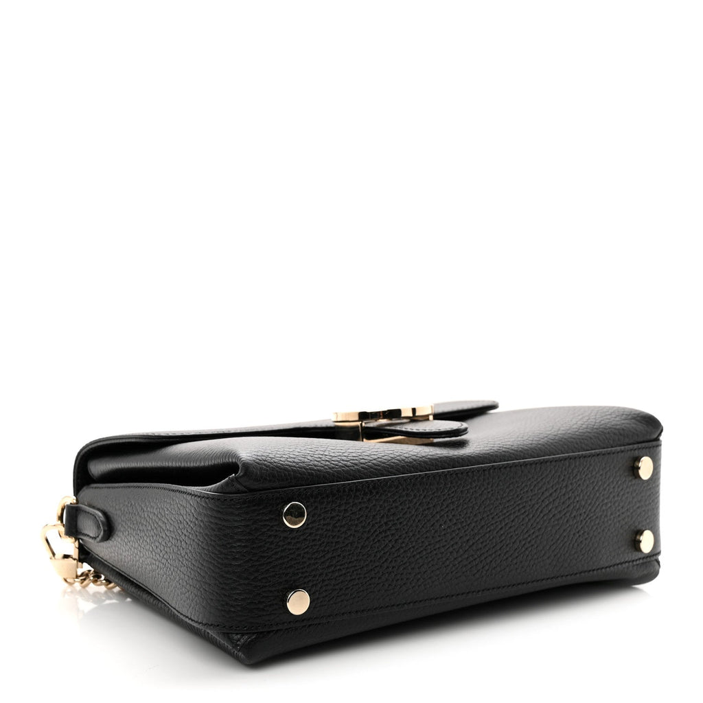 Dollar Calfskin Interlocking G Top Handle Shoulder Bag Black