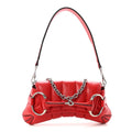 Nappa Vertical Matelasse Small Maxi Horsebit Chain Shoulder Bag Beret Red