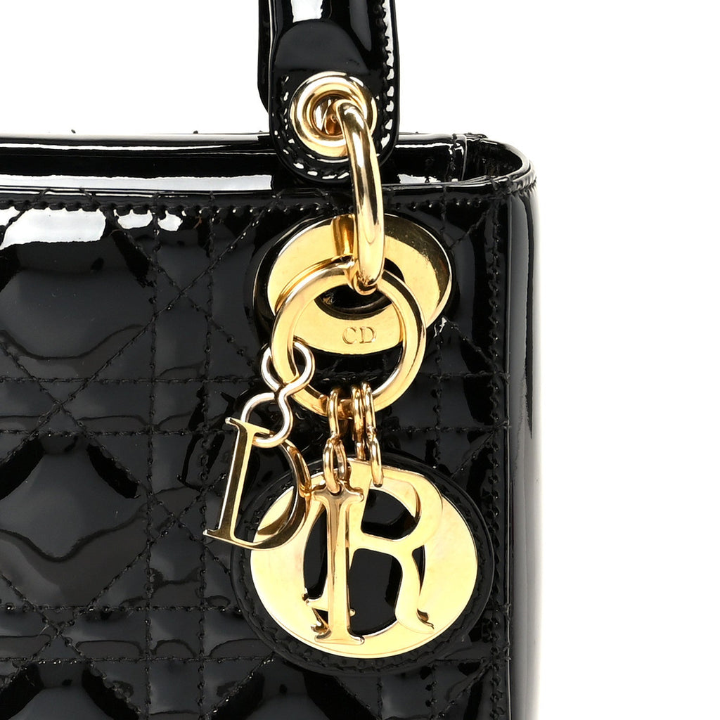 Patent Cannage Mini Lady Dior Black