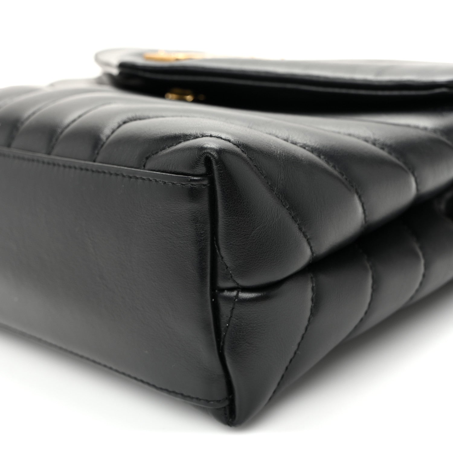 Calfskin Y Quilted Monogram Small Loulou Chain Satchel Black