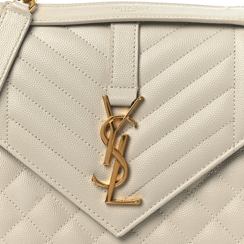 Grain De Poudre Textured Mixed Matelasse Medium Triquilt Monogram Satchel Crema Soft