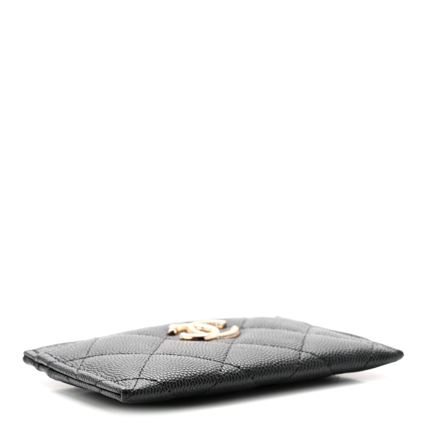 Caviar Quilted Studded CC Card Holder Black