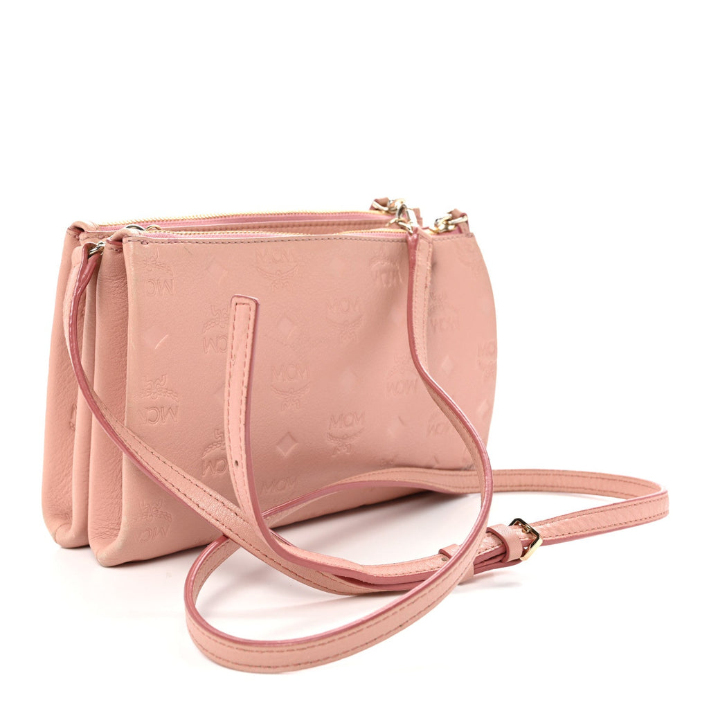 Calfskin Ottomar Monogram Small Crossbody Zip Messenger Pouch Pink Blush