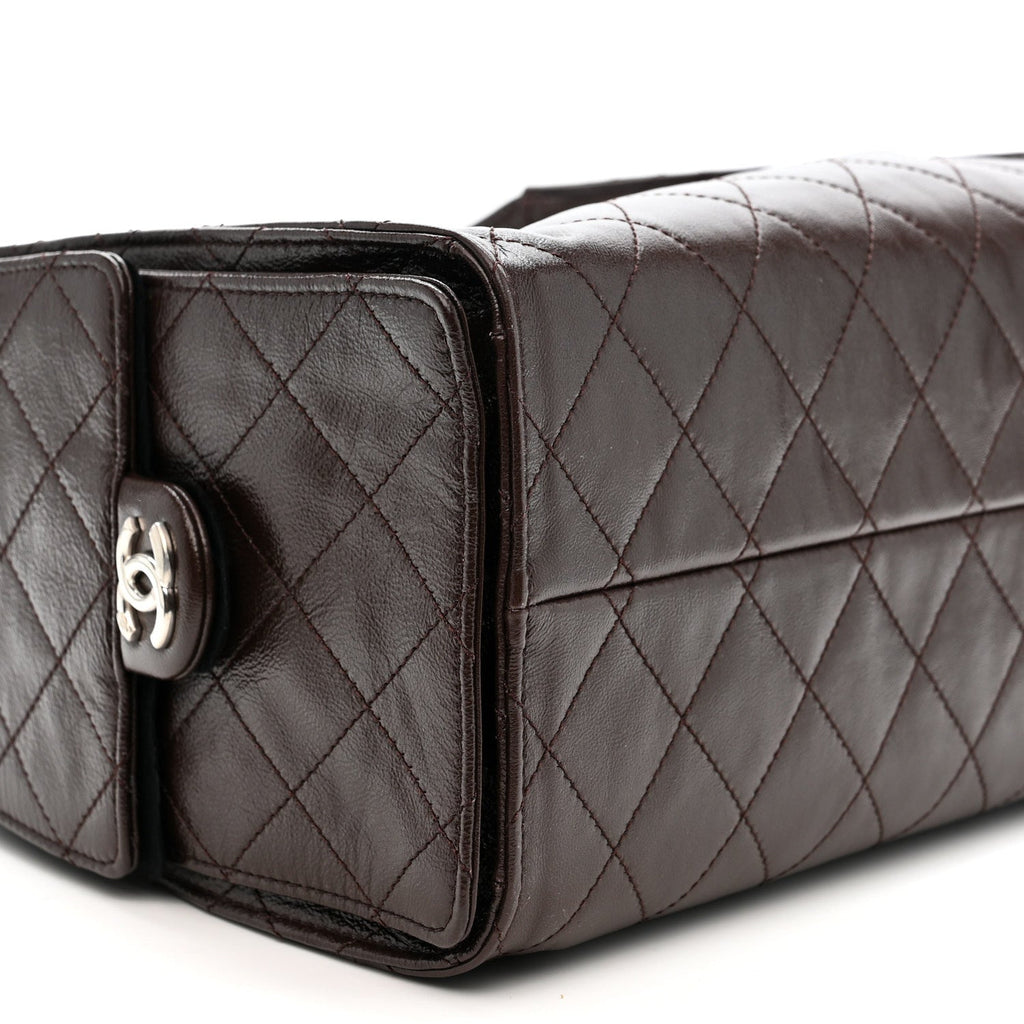 Caviar Quilted Small Chanel 25 Handbag Dark Brown