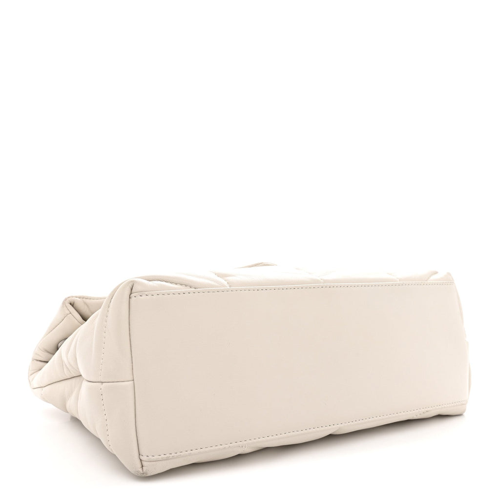 Lambskin Quilted Small Loulou Puffer Monogram Chain Satchel Crema Soft