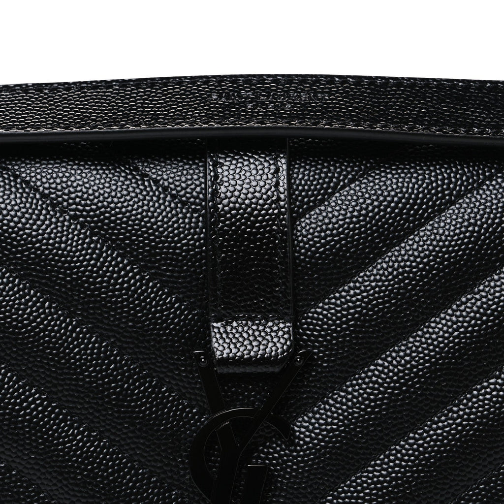 Grain De Poudre Textured Mixed Matelasse Triquilt Medium Monogram Monochrome Satchel Black