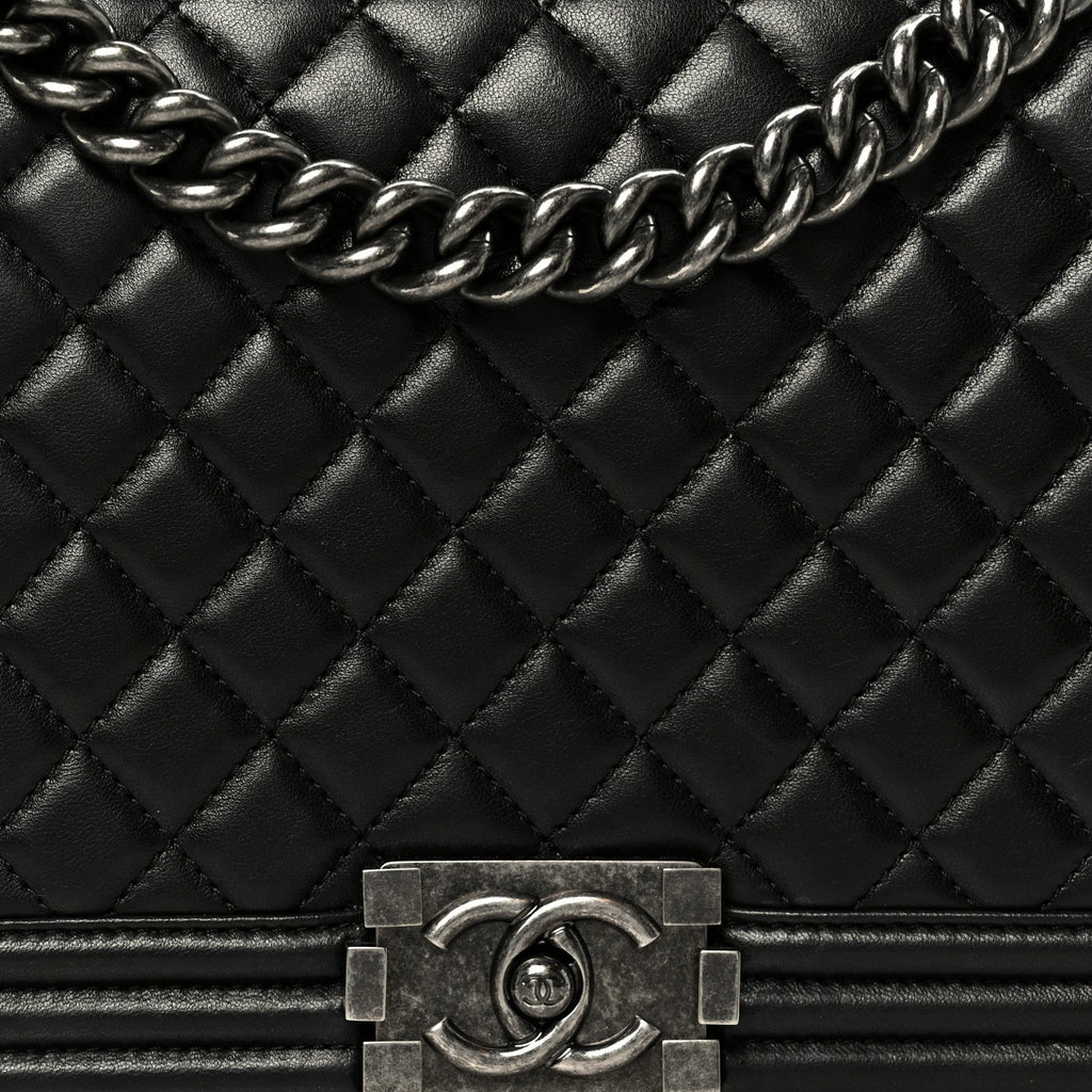 Calfskin Quilted New Medium Boy Flap Black