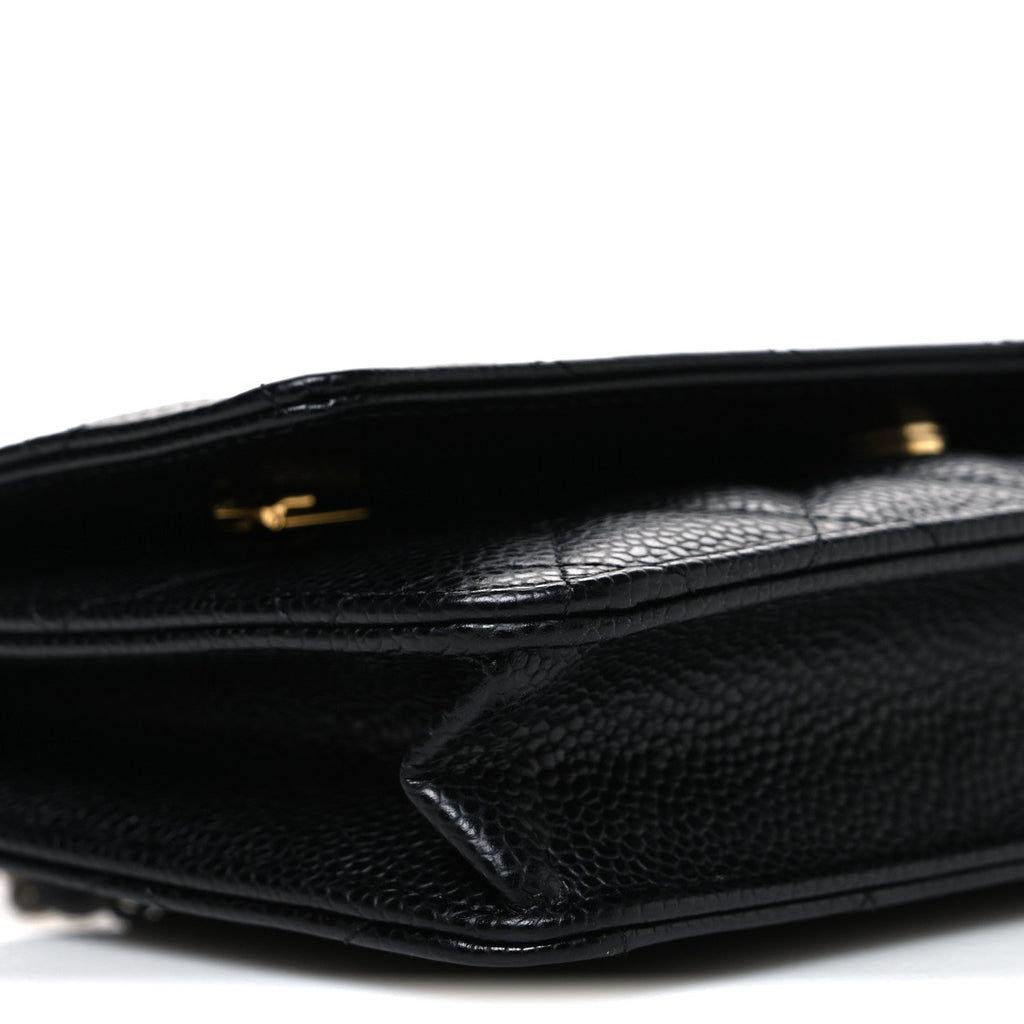 Caviar Quilted Wallet on Chain WOC Black