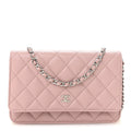 Caviar Quilted Wallet on Chain WOC Light Pink