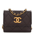 Lambskin Quilted Studded CC Clutch With Chain Dark Purple