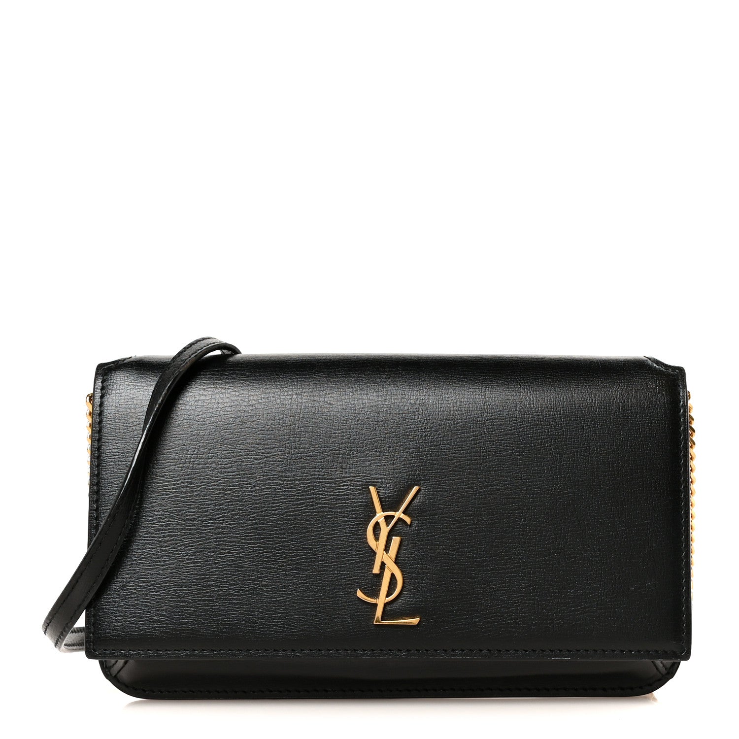 Grained Calfskin Monogram Phone Holder Crossbody Black