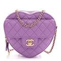 Lambskin Quilted CC In Love Heart Bag Purple