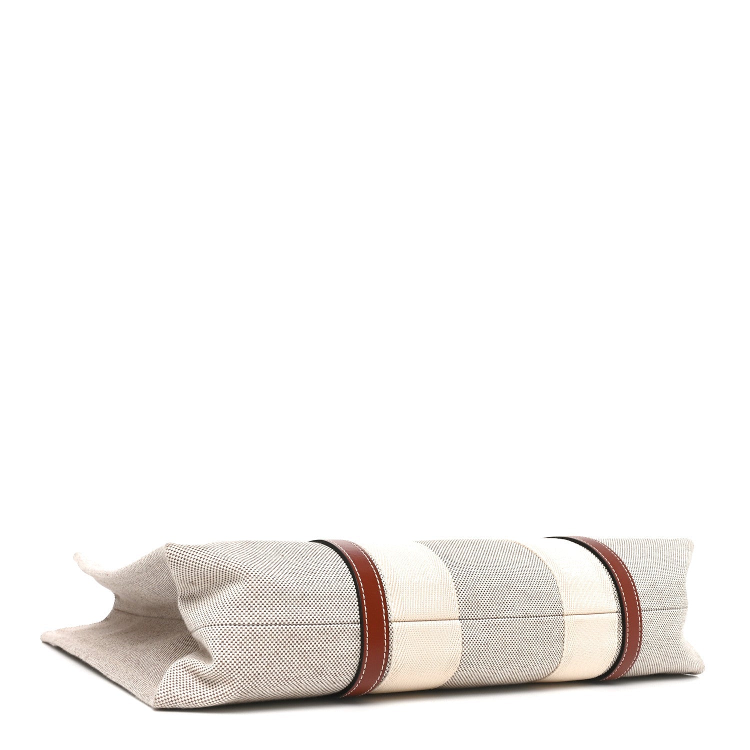 Cotton Calfskin Large Woody Ribbon Tote White Brown