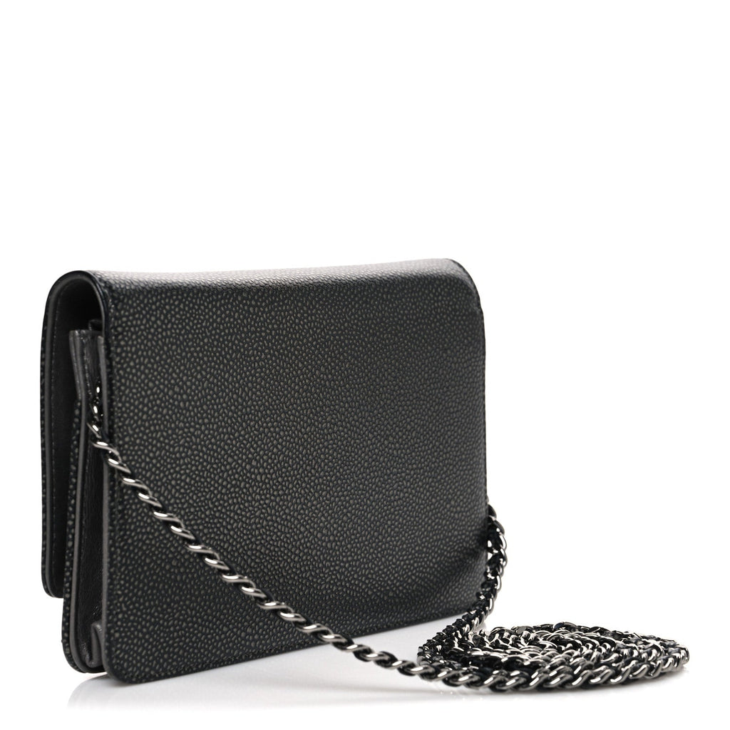 Metallic Caviar Timeless CC Wallet On Chain WOC Grey