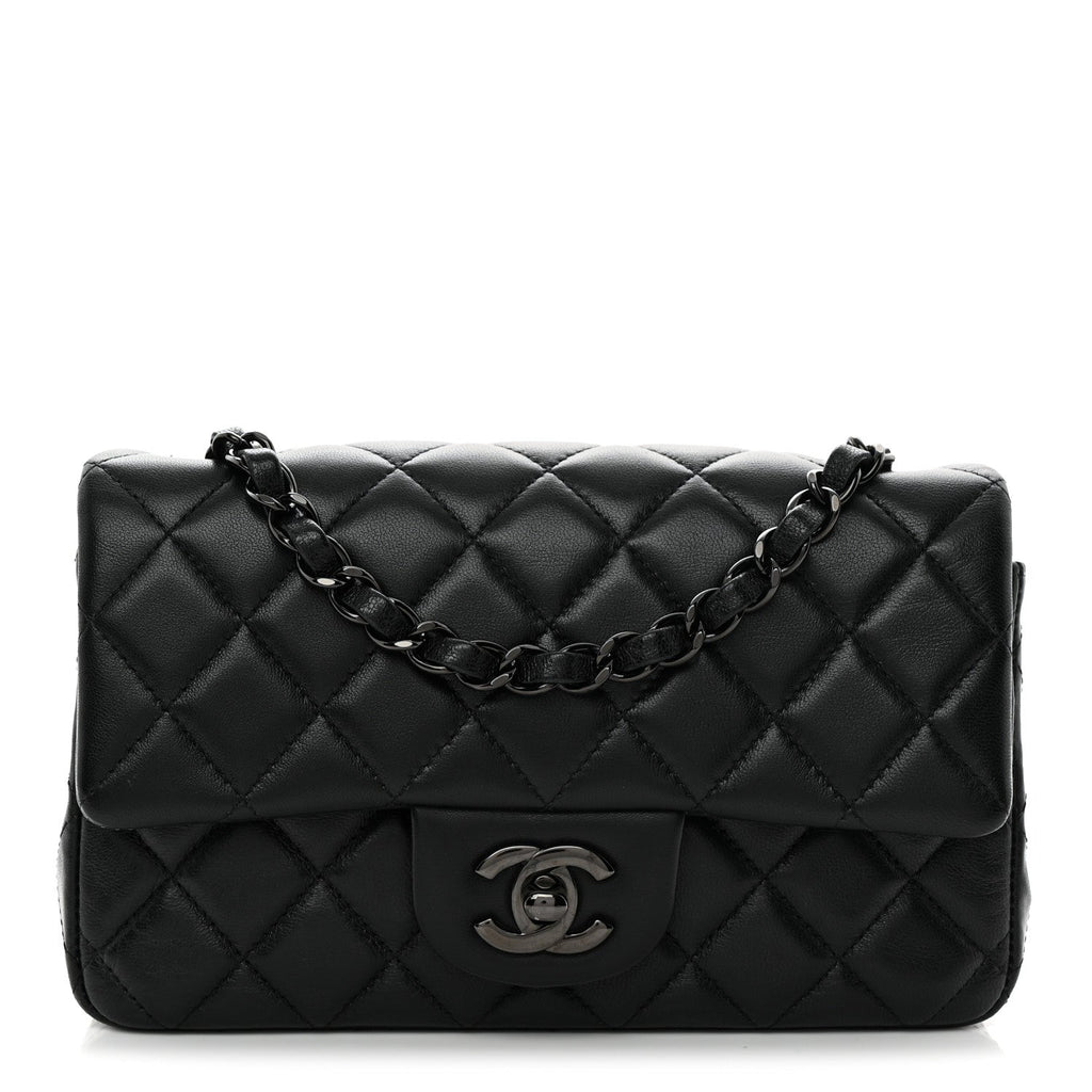 Lambskin Quilted Mini Rectangular Flap So Black