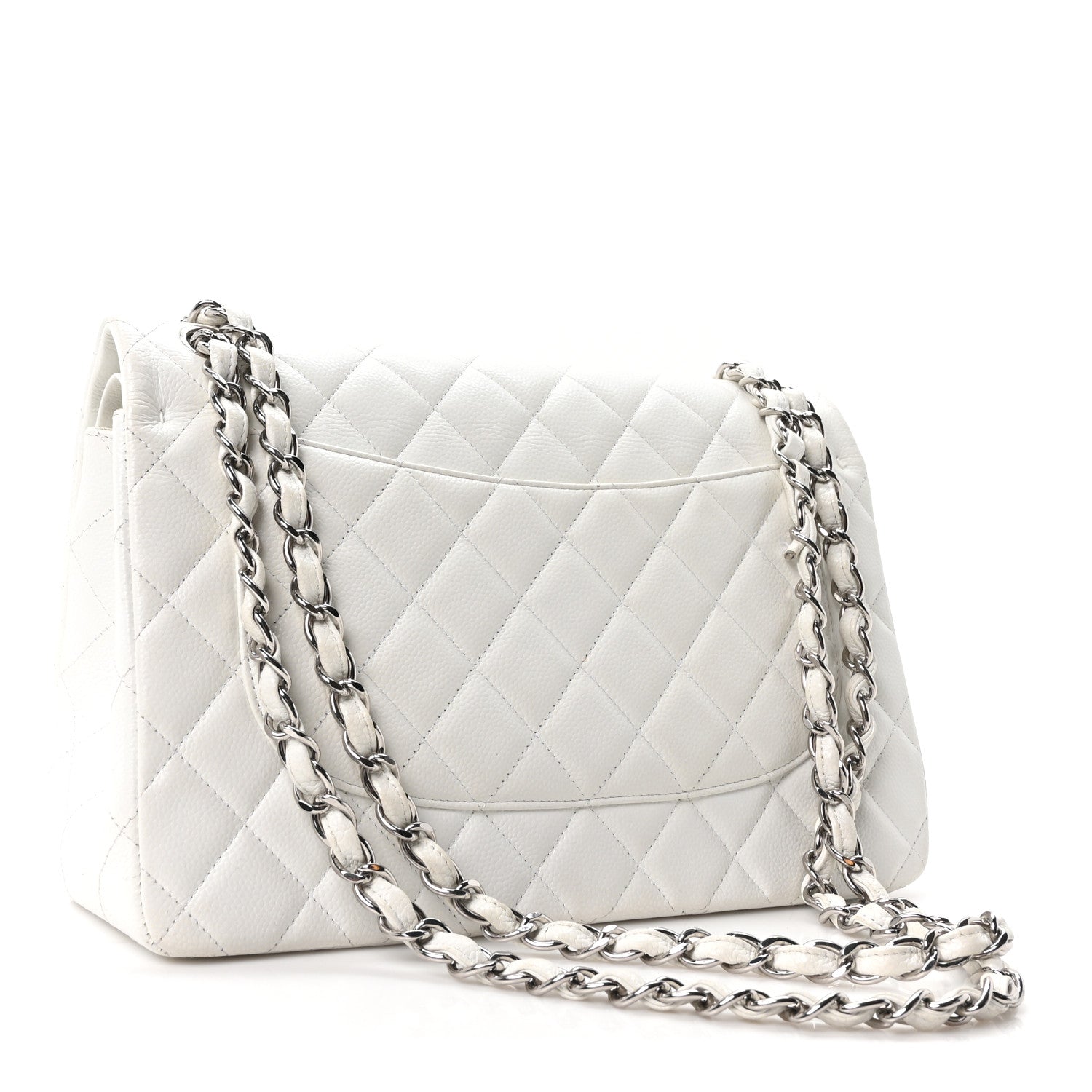 Caviar Quilted Jumbo Double Flap White