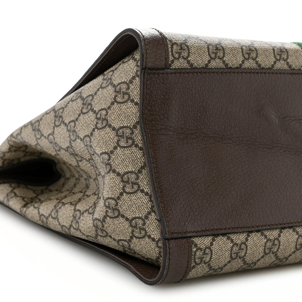 GG Supreme Monogram Web Medium Ophidia Tote Bag Brown