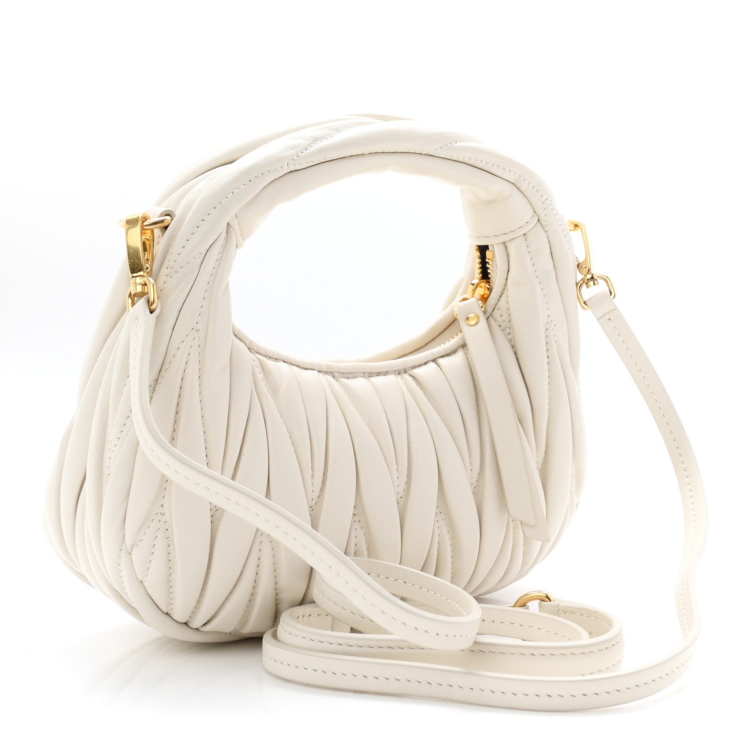Nappa Matelasse Mini Wander Hobo White