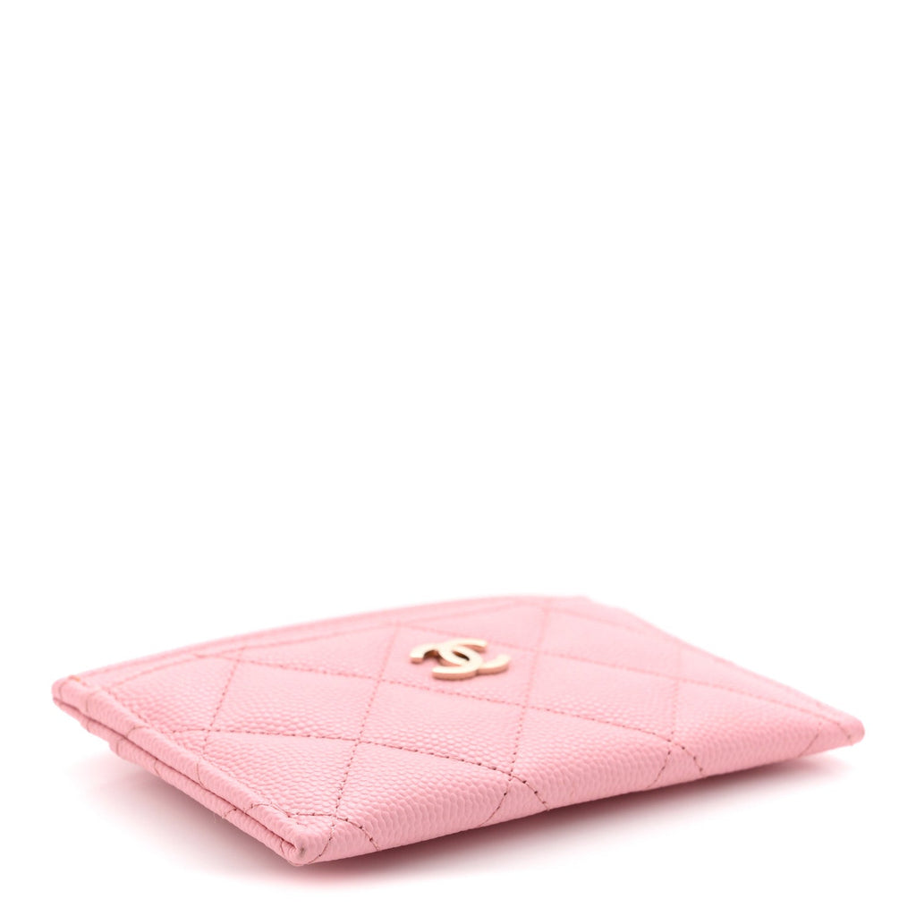 Caviar Quilted Card Holder Pink