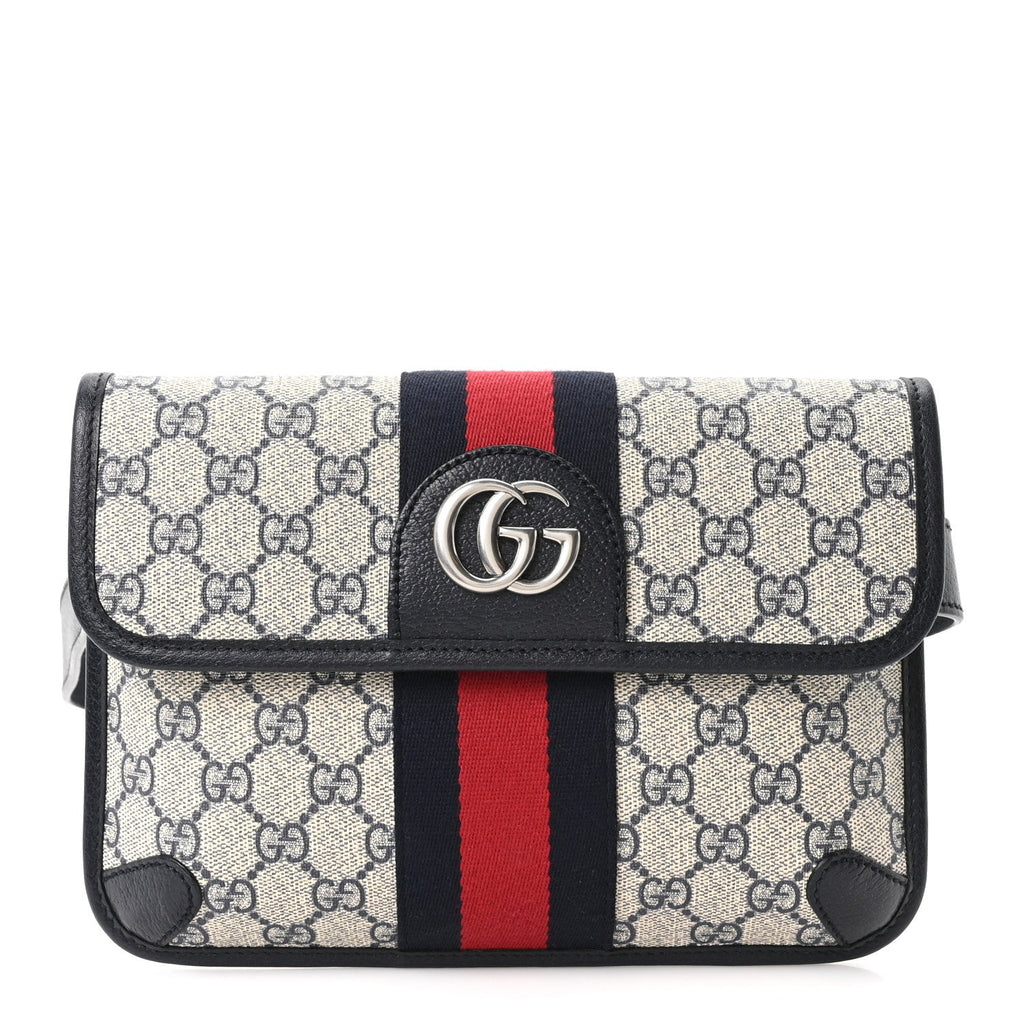 GG Supreme Monogram Web Small Ophidia Belt Bag 90 36 Beige Navy