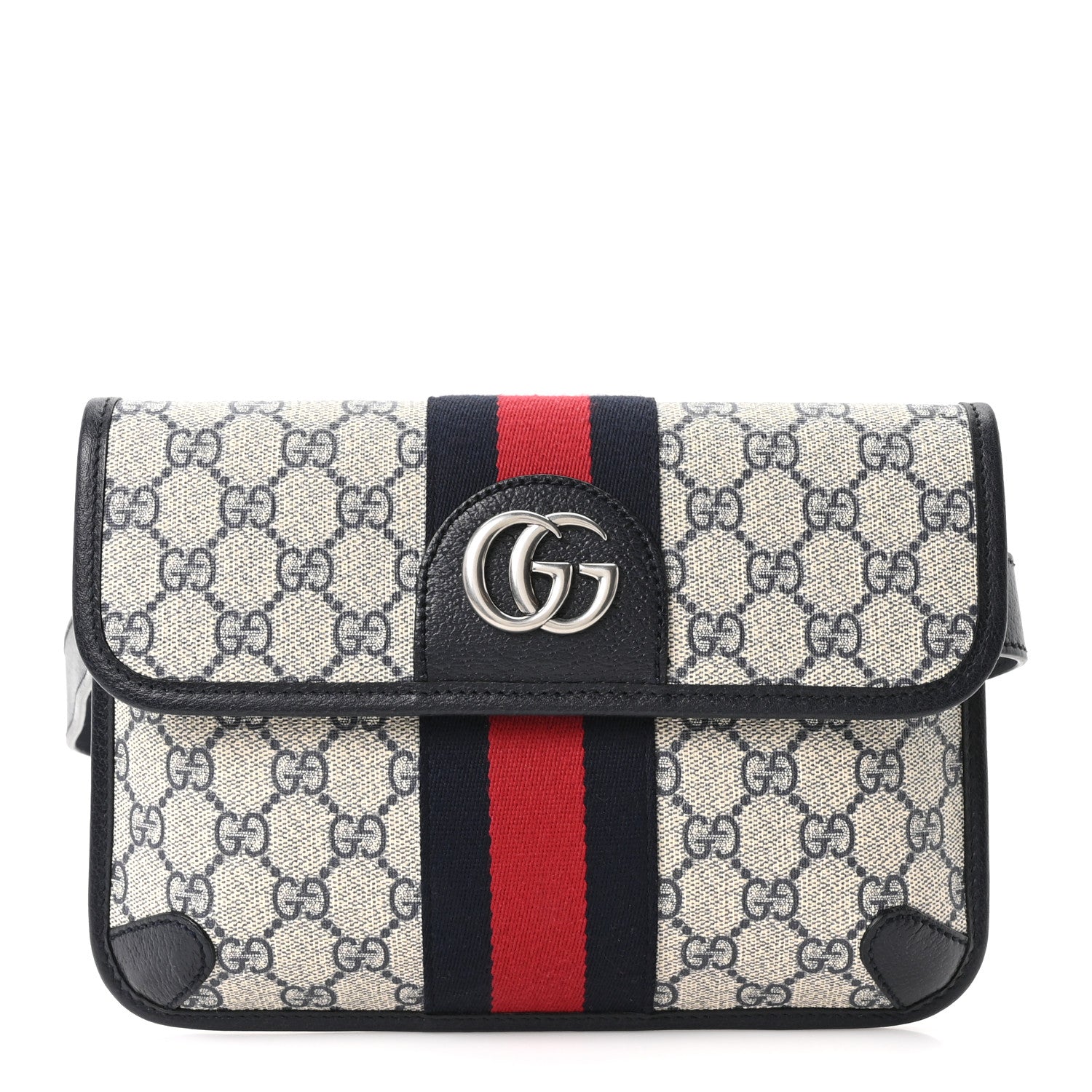 GG Supreme Monogram Web Small Ophidia Belt Bag 90 36 Beige Navy