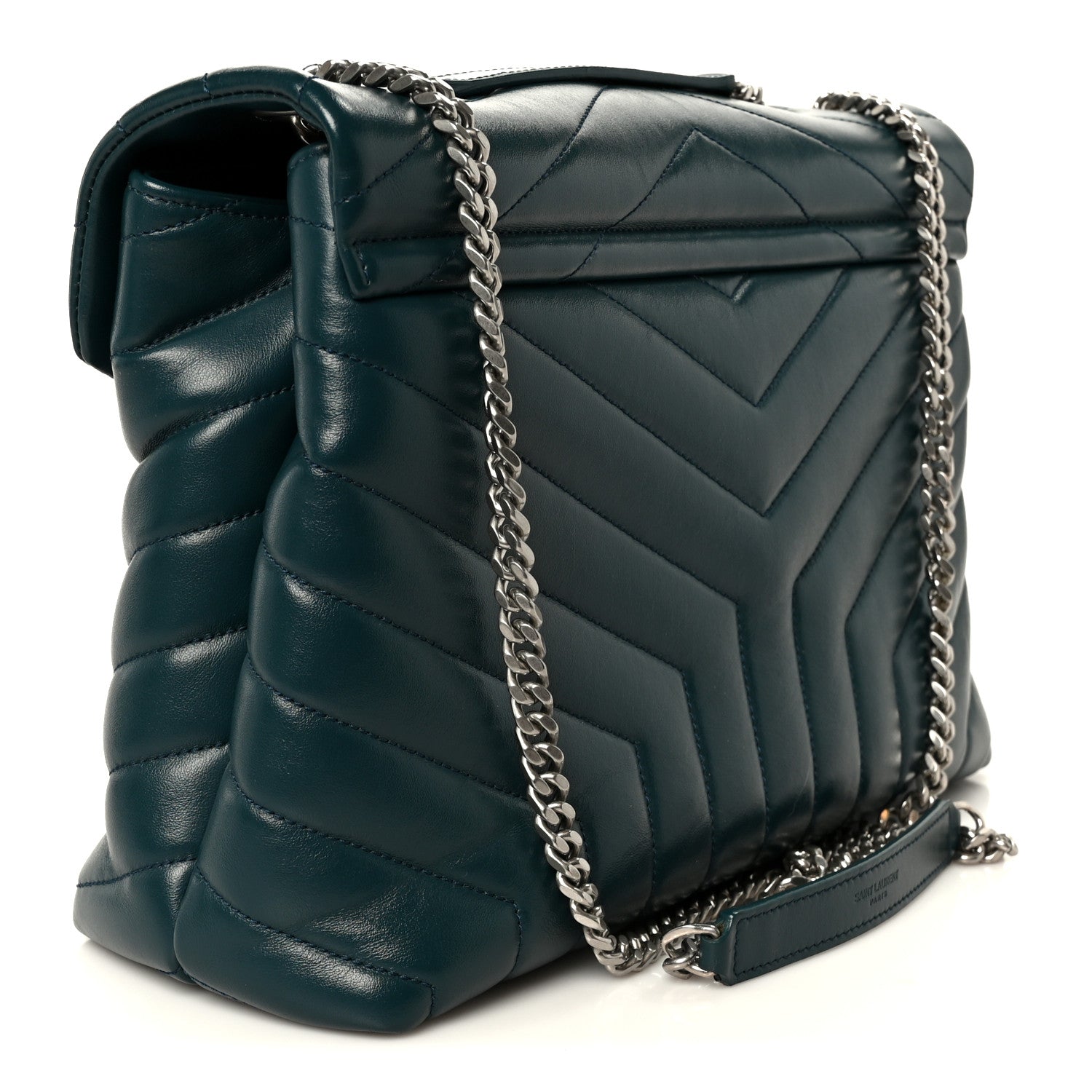 Calfskin Y Quilted Monogram Medium Loulou Chain Satchel Dark Turquoise