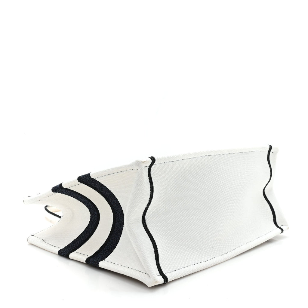 Canvas Embroidered Medium Miss Dior Graffiti Book Tote Navy White