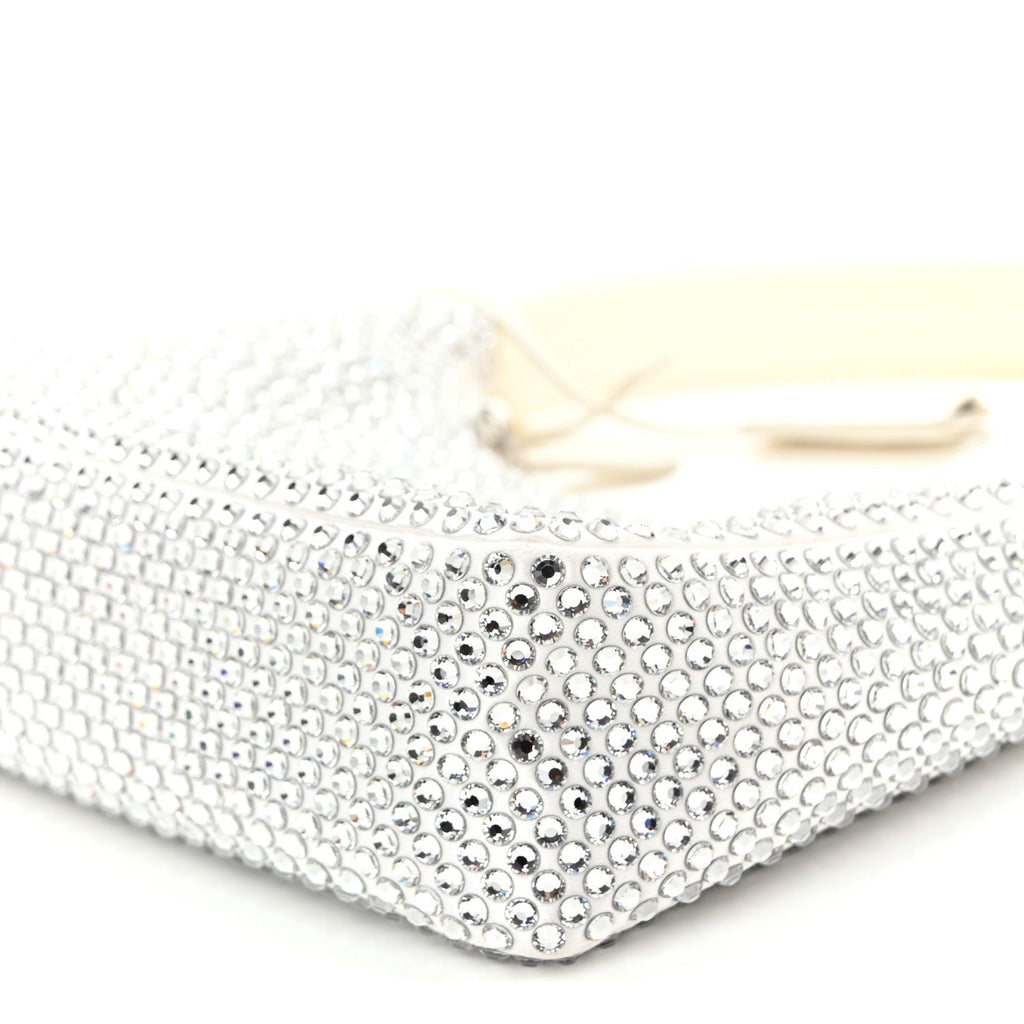 Satin Crystal Mini Re-Edition 2000 Bag White