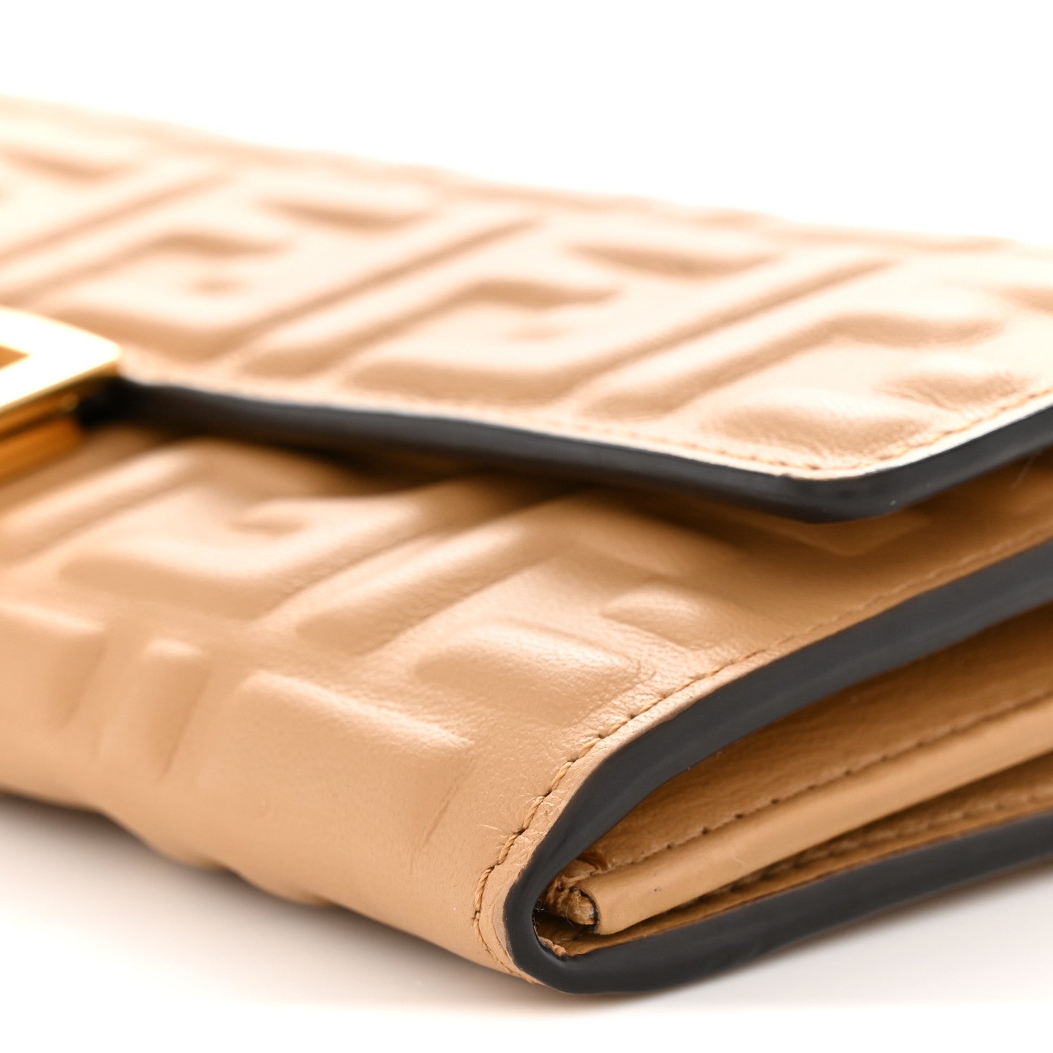 Nappa Matisse FF Embossed Continental Wallet On Chain Miele Scuro