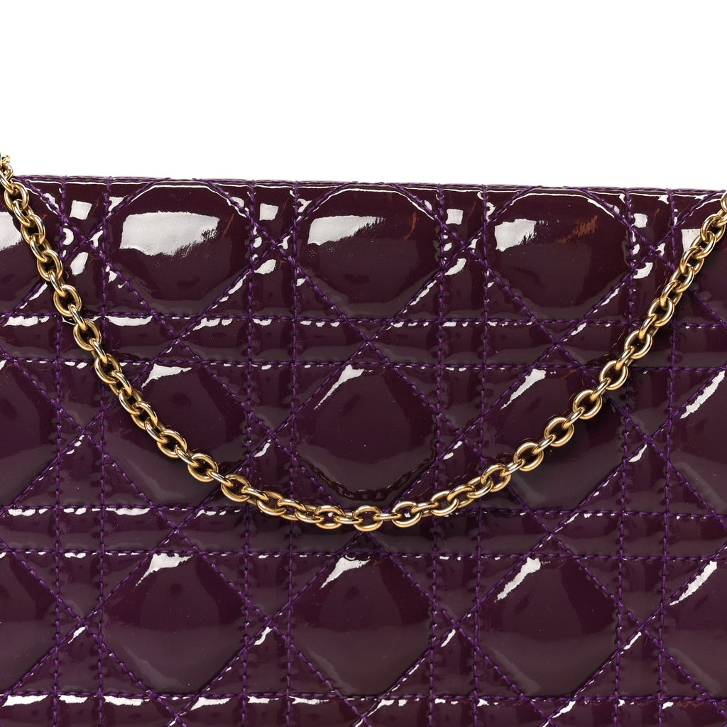 Patent Cannage Lady Dior Convertible Clutch Purple