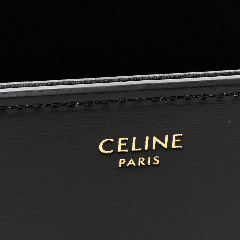 Shiny Calfskin Triomphe Chain Box Bag Black