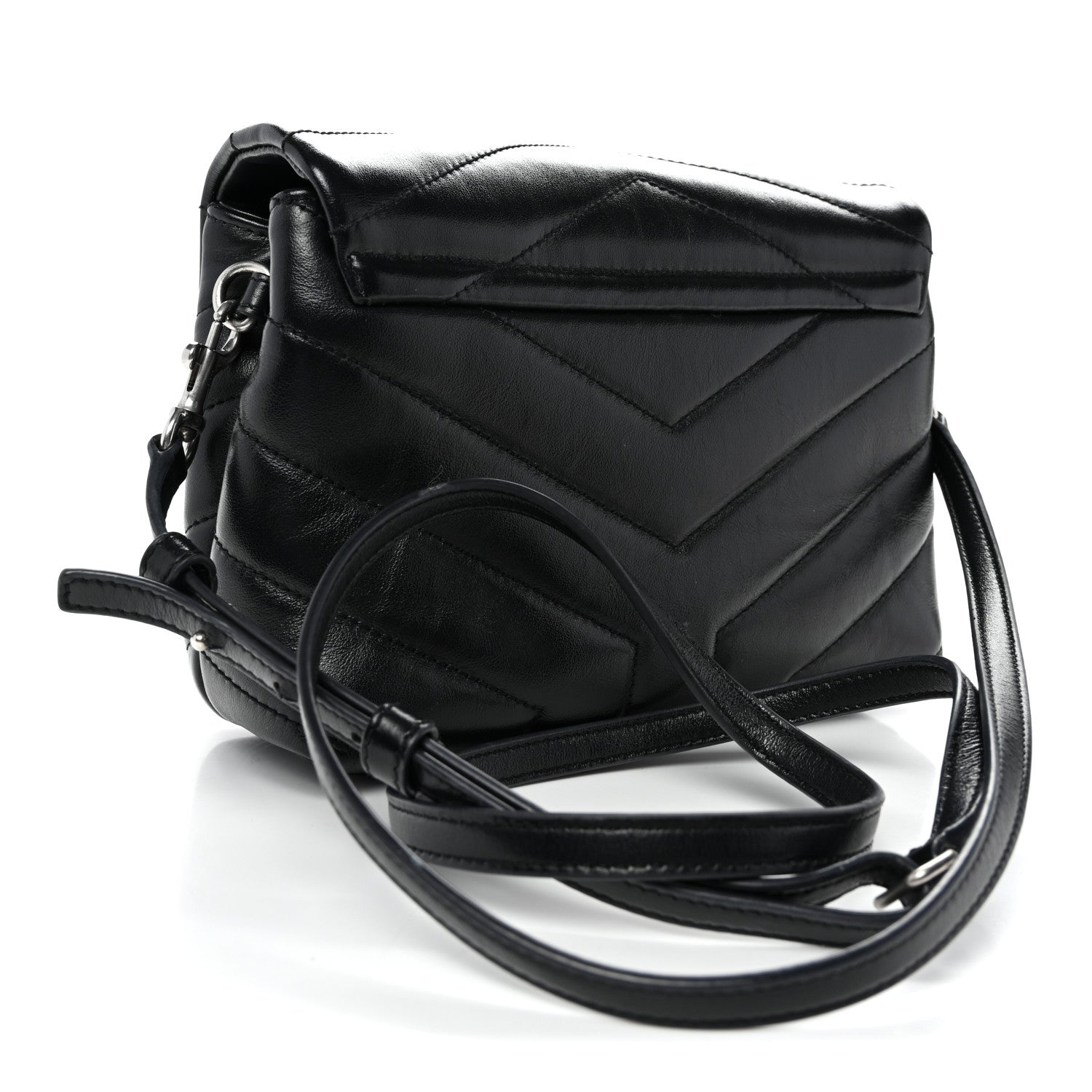 Calfskin Y Quilted Monogram Toy Loulou Crossbody Bag Black