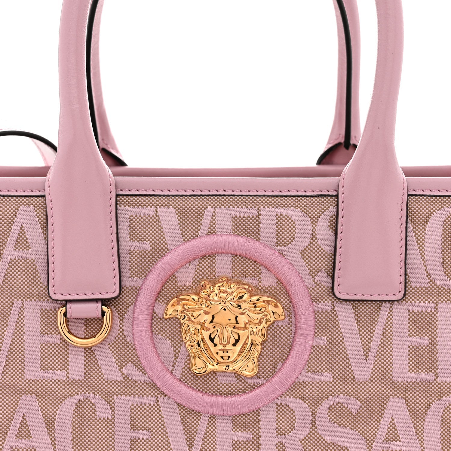 Canvas Calfskin Allover La Medusa Small Tote Pink