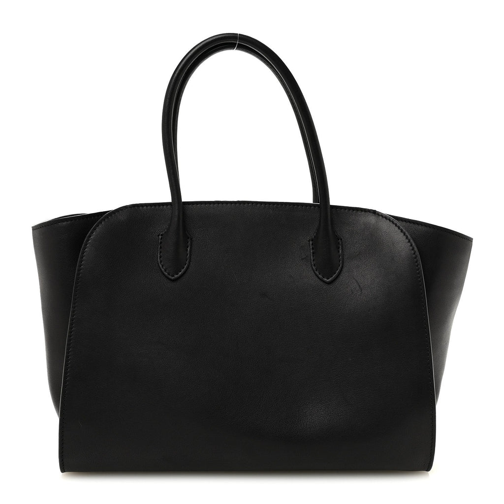 Polished Saddle Calfskin Marlo 12 Tote Bag Black