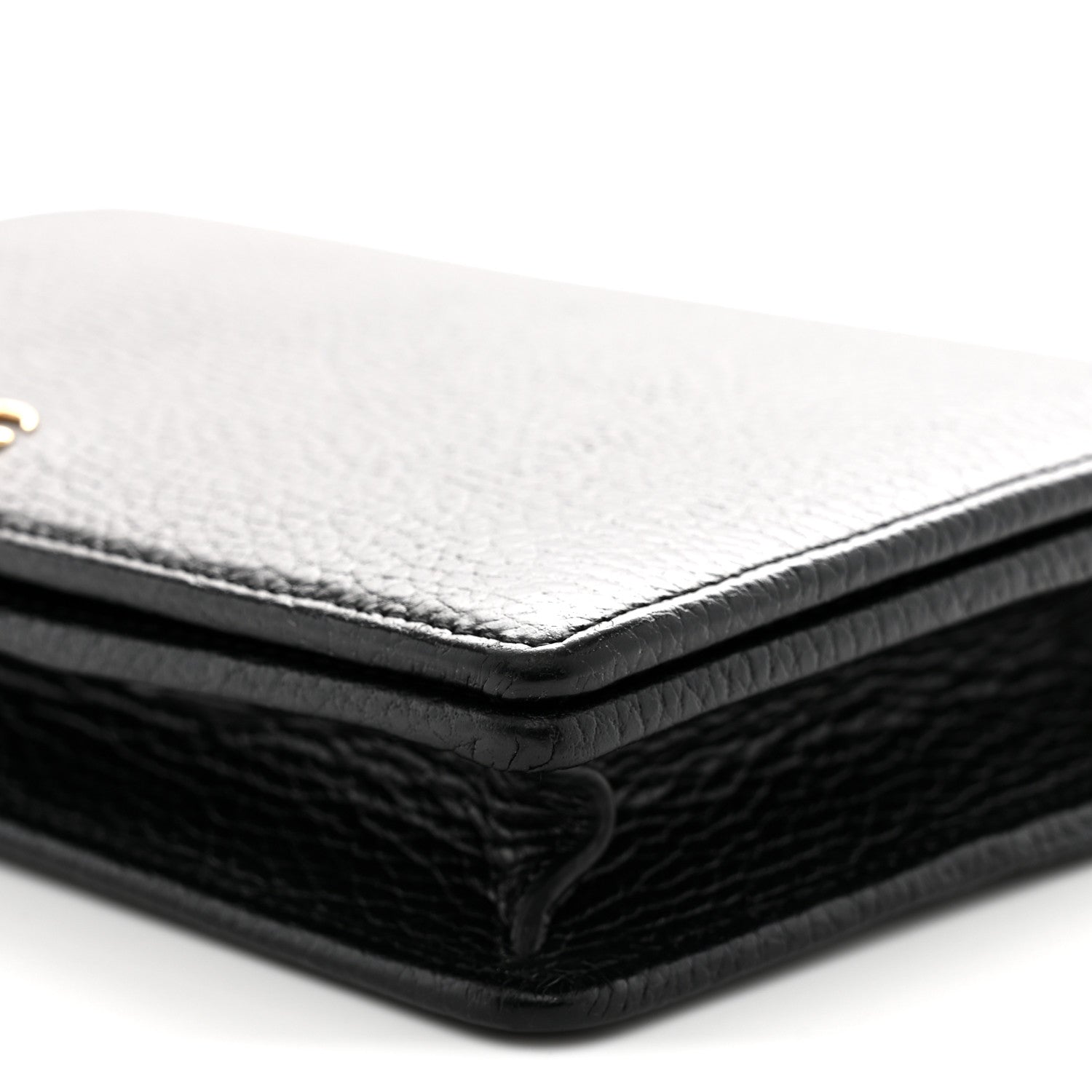 Calfskin Mini GG Marmont Chain Wallet Black