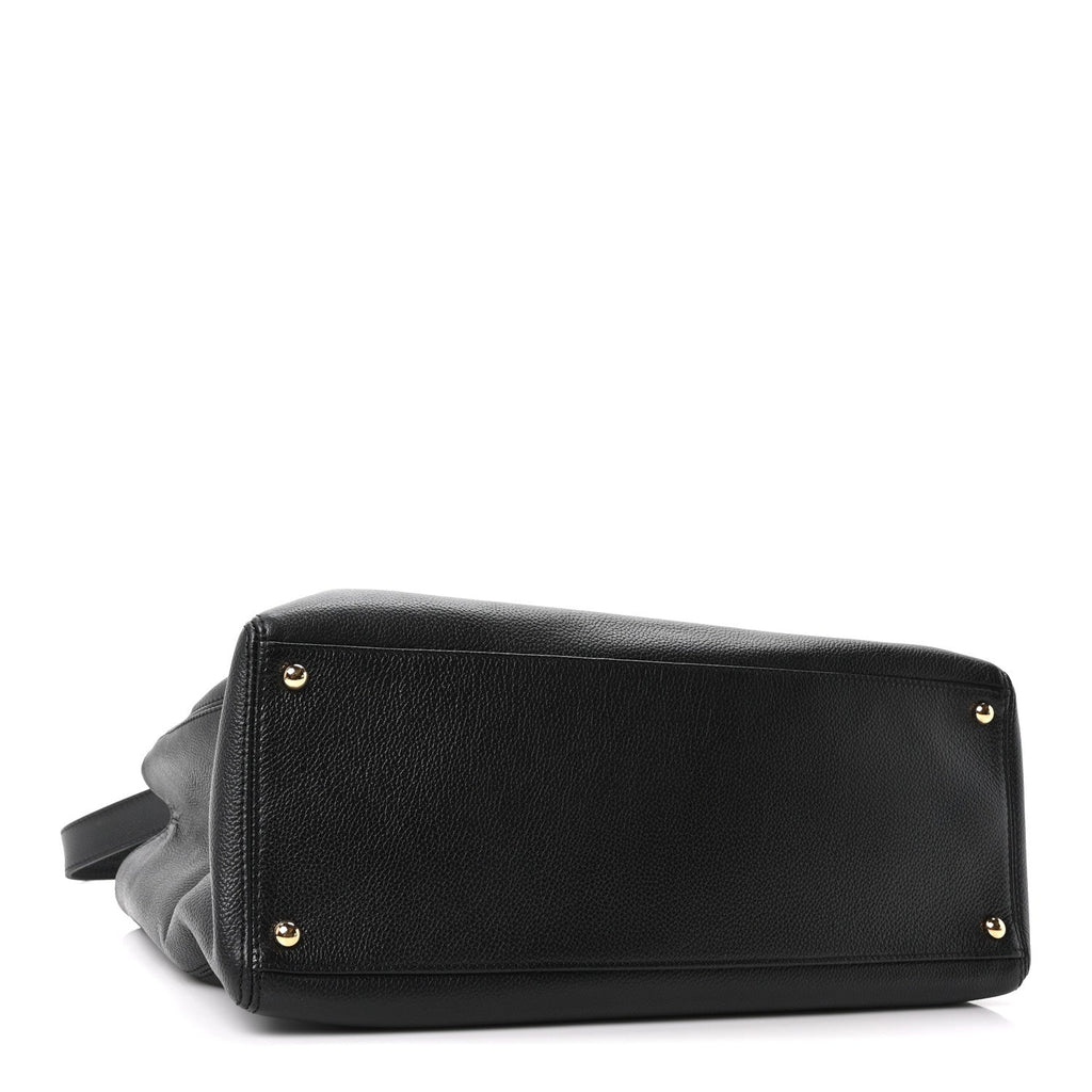 Calfskin Cerf Executive Shopper Tote Black