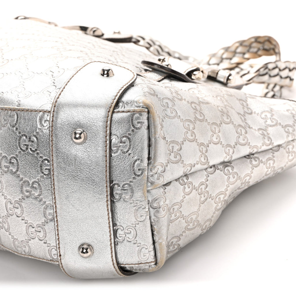 Metallic Guccissima Medium Pelham Shoulder Bag Silver