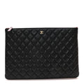 Caviar Quilted Large Cosmetic Case Black