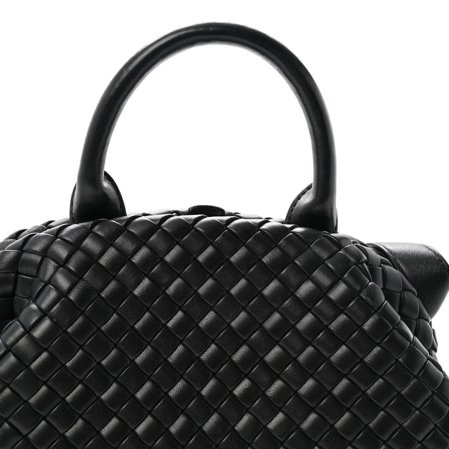 Nappa Intrecciato Padded Small The Top Handle Tote Bag Black