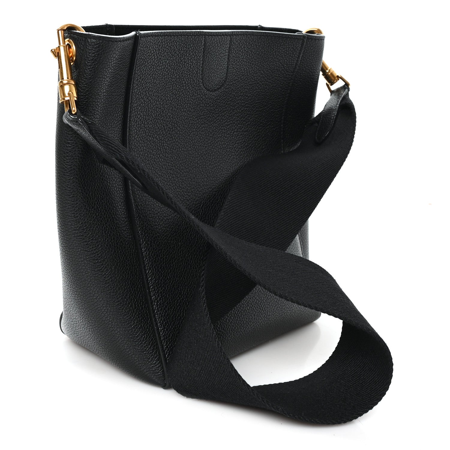Soft Grained Calfskin Small Sangle Bucket Bag Black