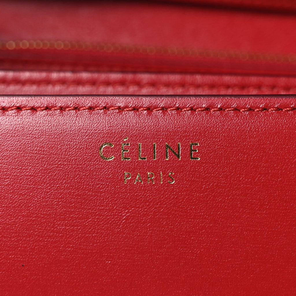 Box Calfskin Medium Classic Box Flap Bag Red Red