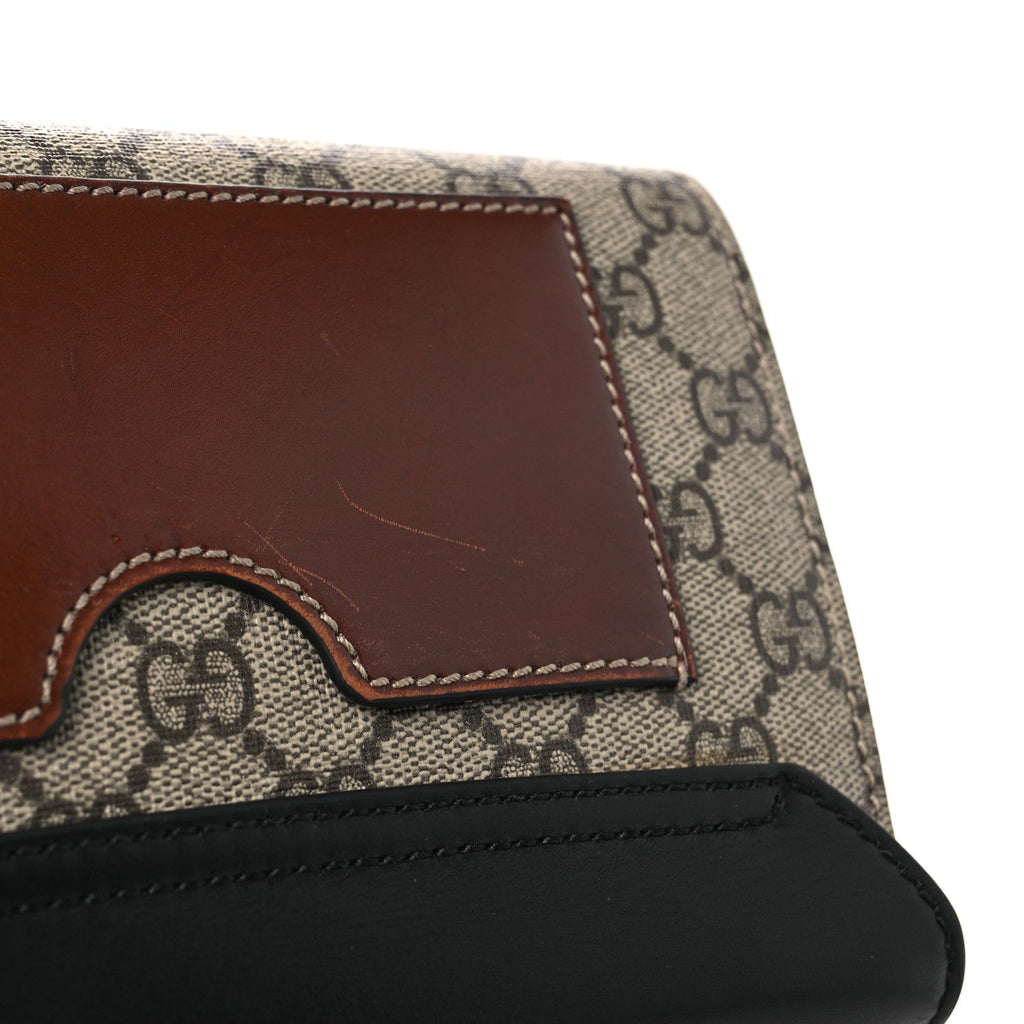 GG Supreme Monogram Calfskin Small Padlock Shoulder Bag Beige Black Cuir