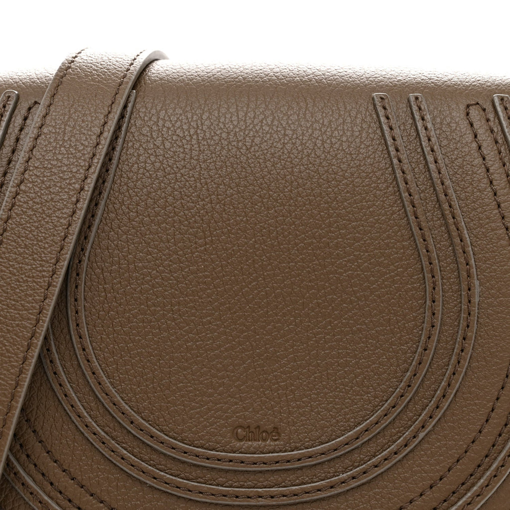 Grained Calfskin Small Marcie Saddle Bag Dark Khaki