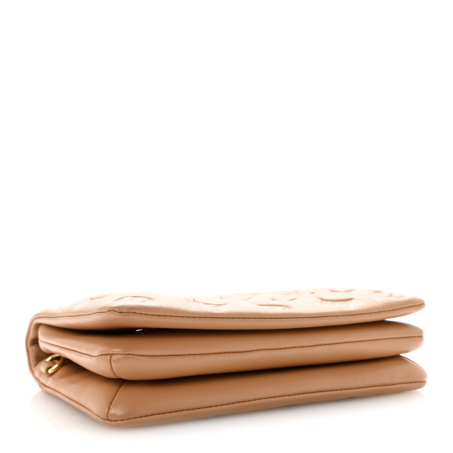 Lambskin Embossed Monogram Pochette Coussin Camel