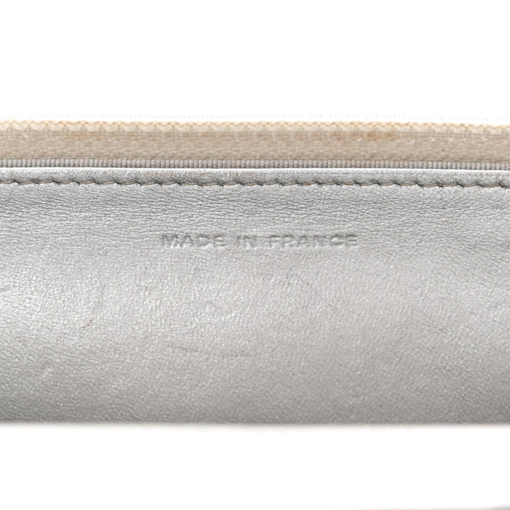 Metallic Lambskin Quilted Wallet On Chain WOC Silver