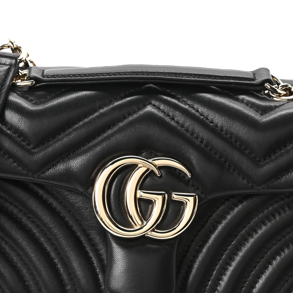 Lambskin Matelasse Small GG Marmont Shoulder Bag Black