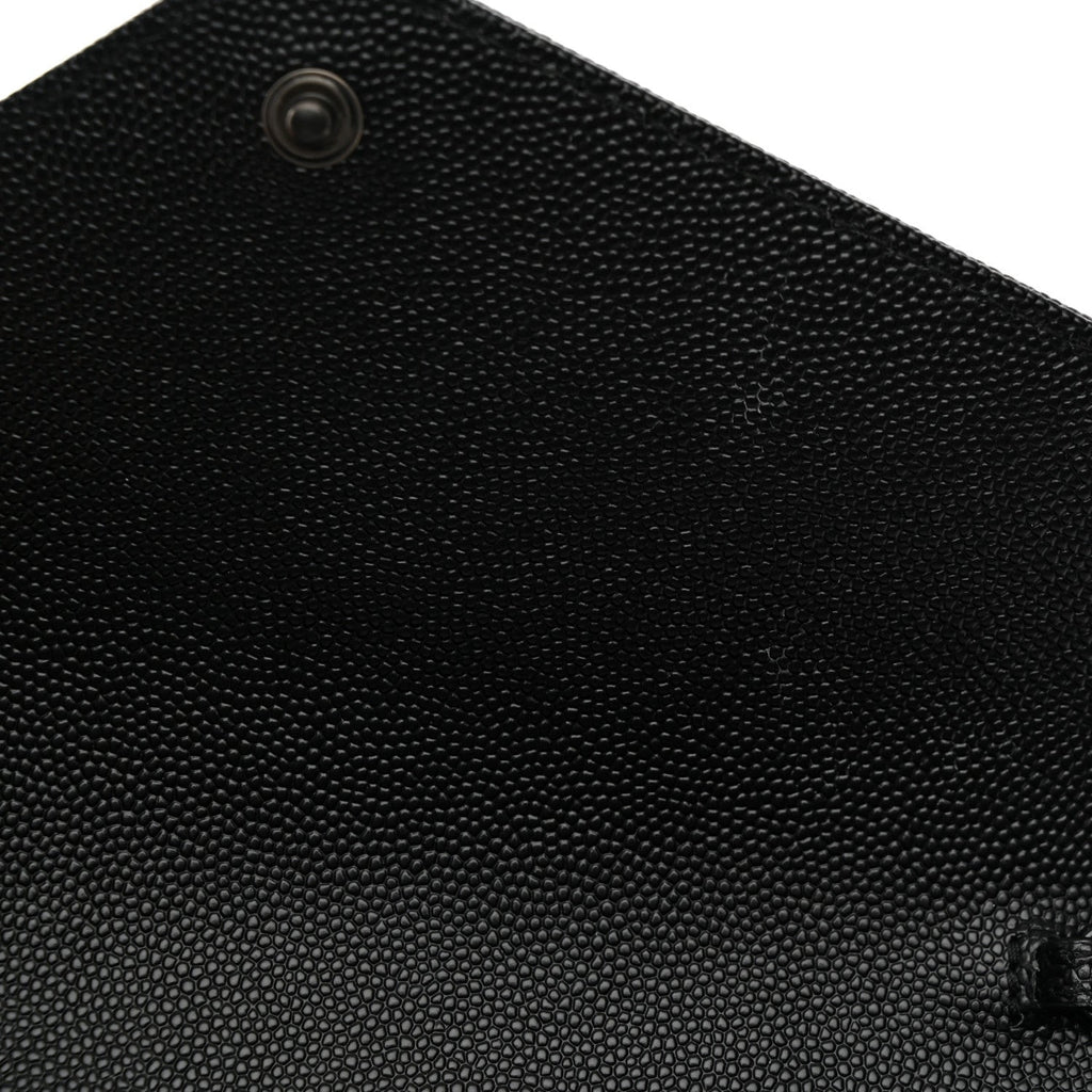 Grain De Poudre Matelasse Chevron Monogram Monochrome Envelope Chain Wallet Black