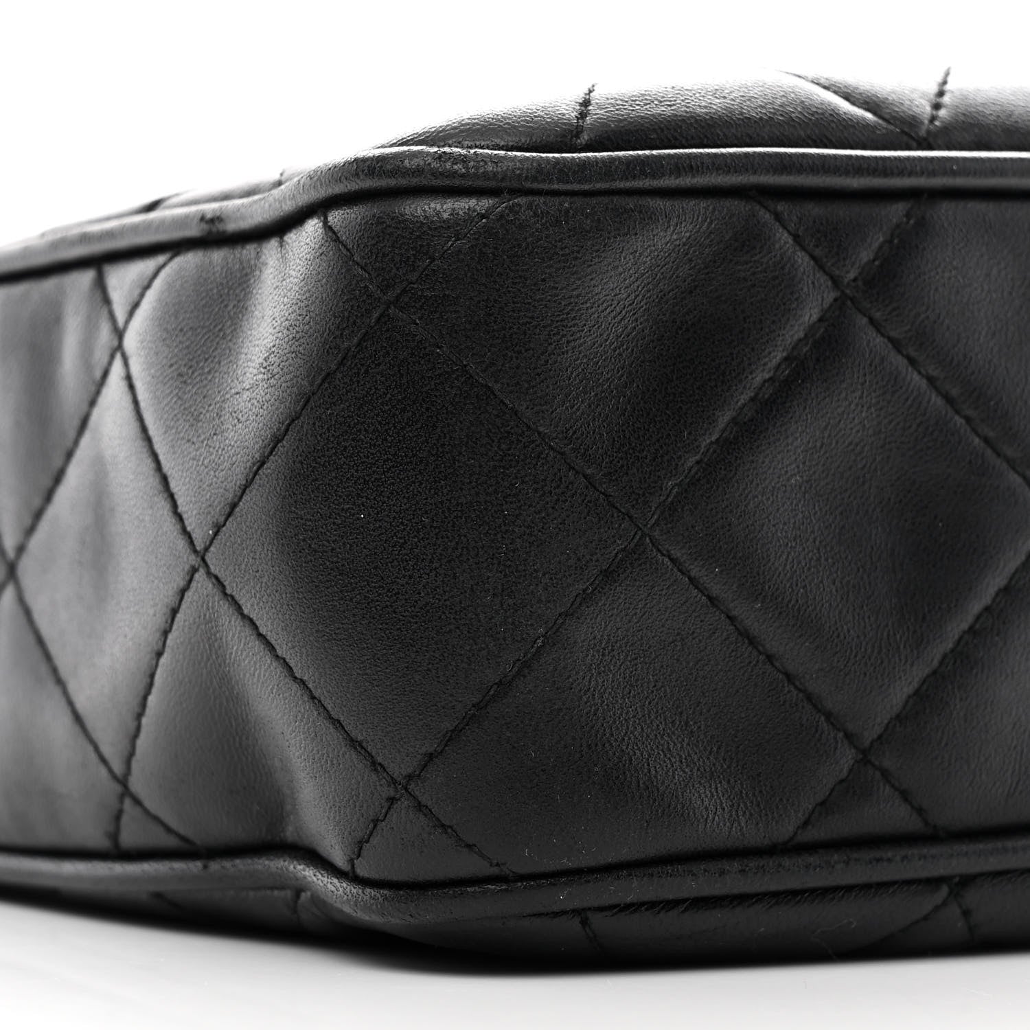 Lambskin Quilted Flap Shoulder Bag Black
