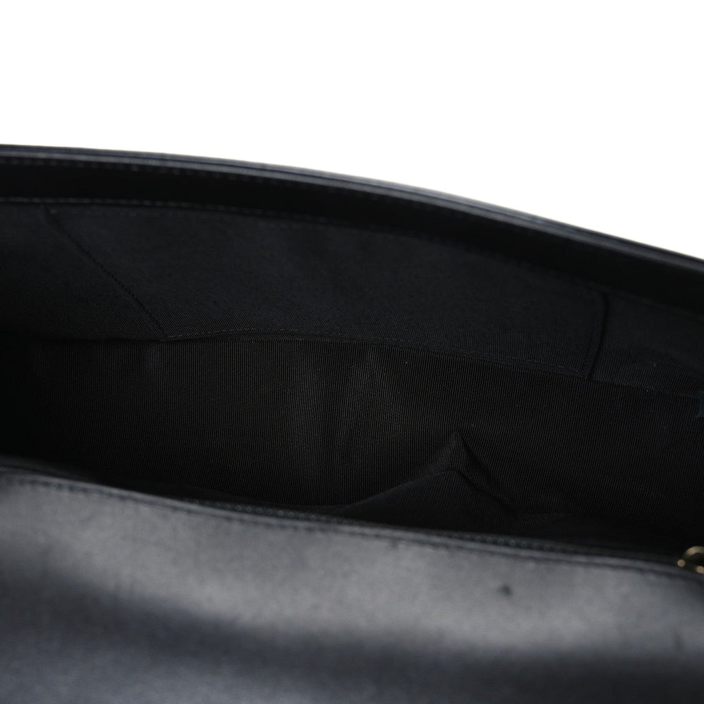 Iridescent Glazed Calfskin Quilted New Medium Boy Flap Black