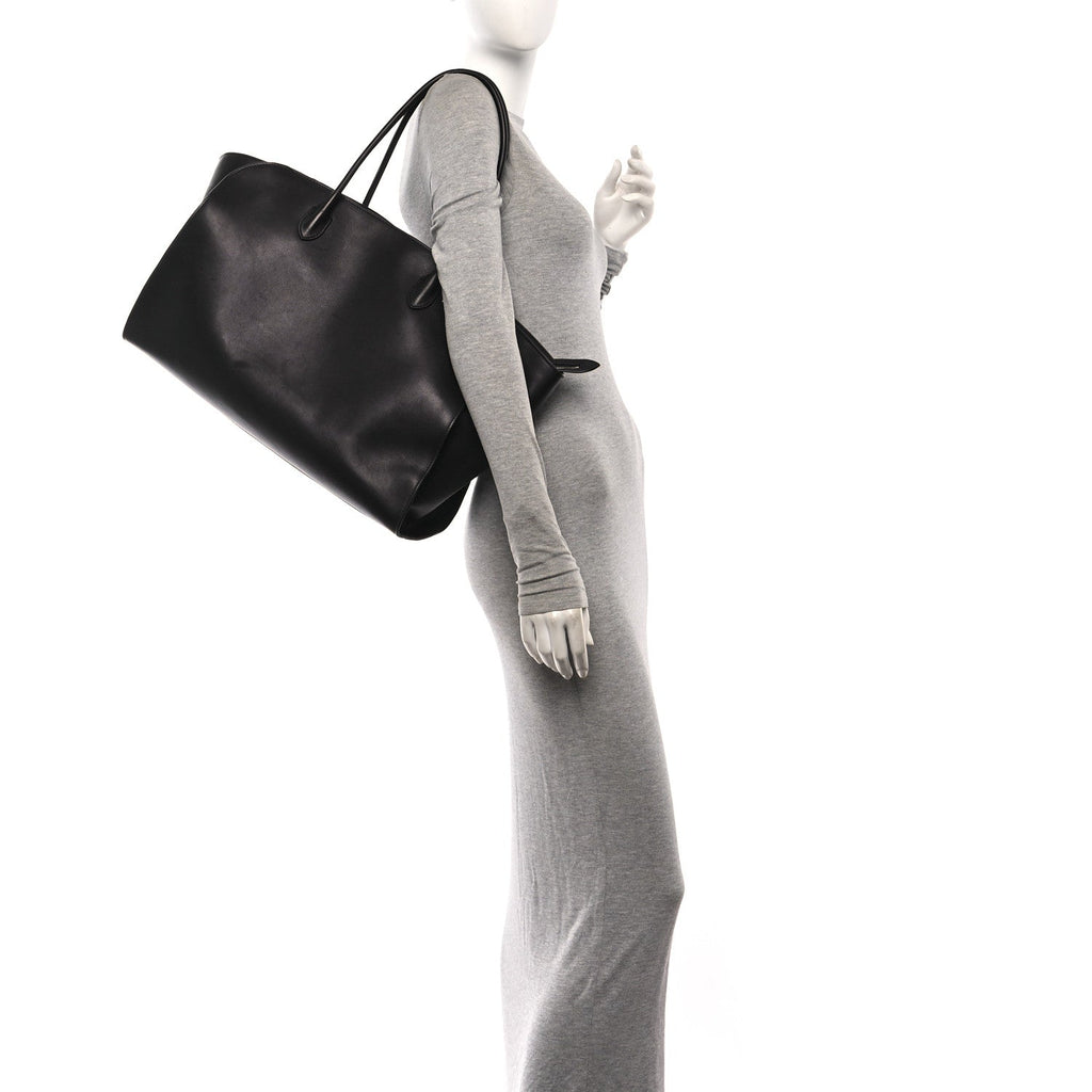 Polished Saddle Calfskin Marlo 17 Tote Bag Black